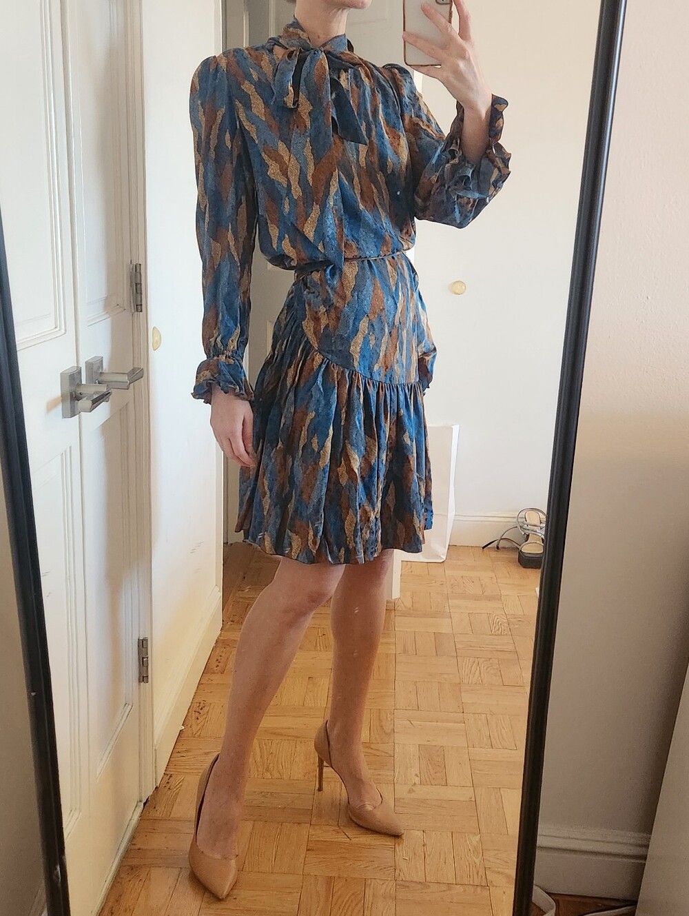 Rare Vintage Ira Berg Dress, Gold And Blue, Size Small/ Medium